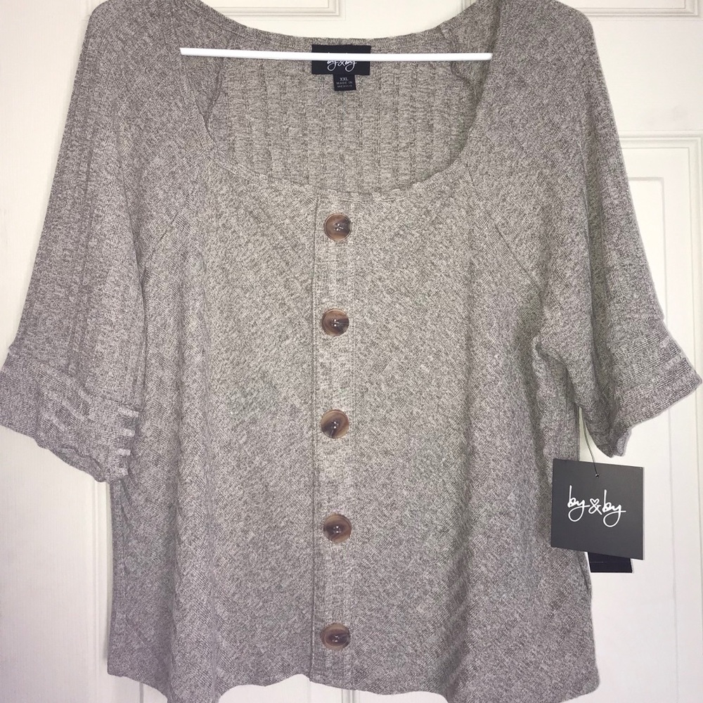 Brown button top